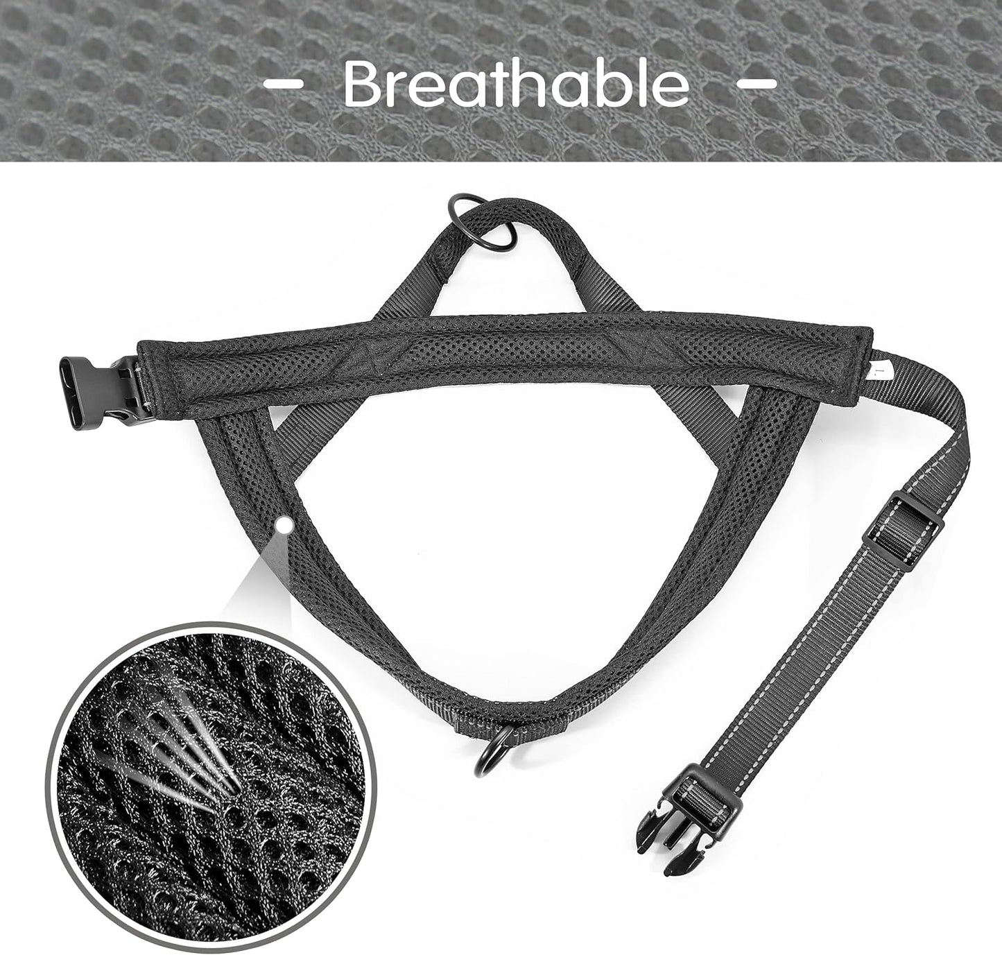 Didog No Pull Dog Harness with Soft Mesh Padded,Reflective & Quick Fit Light Weight Dog Strap Vest Harness,Easy for Walking Training (M:Chest 21-26", Mesh-Black)