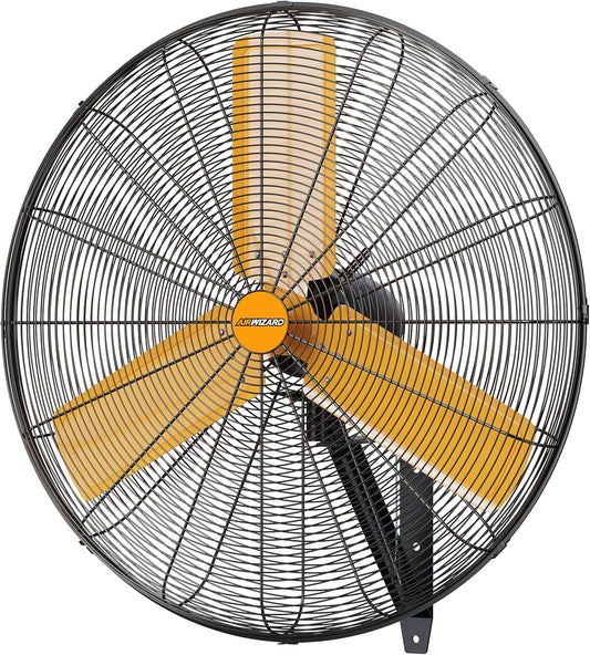 30 inch Oscillating High Velocity Wall Mount Fan, 8550 CFM Industrial Heavy Duty Metal Wall Fans, 3 Speeds, Adjustable Height and Tilt, Commercial Shop Fan for Garage, Workshop