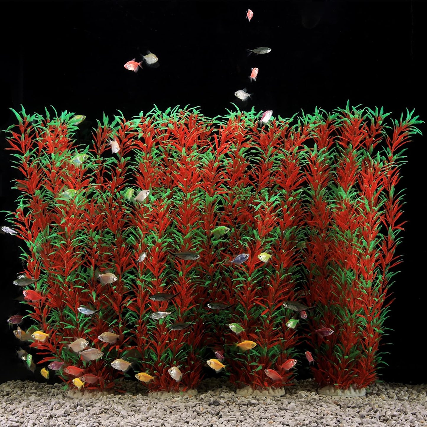 JIHAQUA 2 Pack Aquarium Decor Plastic Plants Extra Large 21 Inches Tall Fish Tank Decorations (Wine 4pcs)