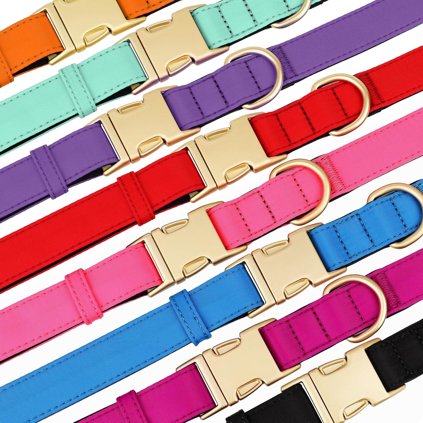 Didog Soft Padded Dog Collars for Medium Dogs, Colorful and Durable Dog Collar with Quick Release Buckle, Light and Breathable for Daily Walking, Pink, M