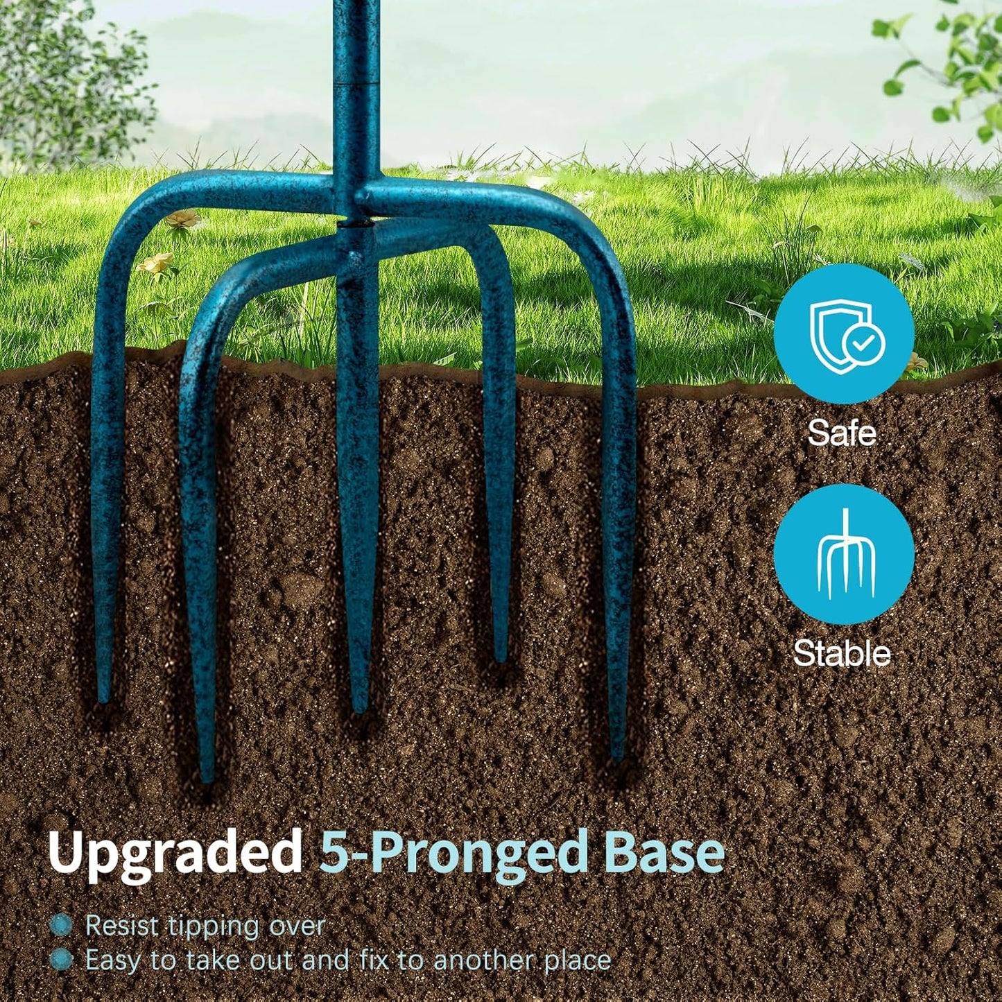 Daoeny 35In Metal Bird Bath for Outside, Vintage Freestanding Birdbaths & Birdfeeder, Bird Baths Feeder Bowl for Outdoors Garden Patio Yard Lawn Decor, Upgraded 5-Pronged Base (Blue)